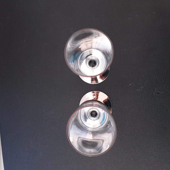 2 glass copper bottom champagne stemware glasses - Picture 3 of 6